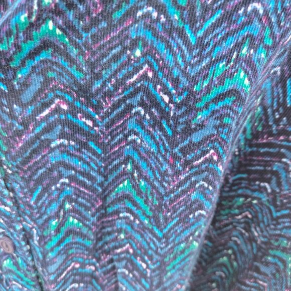 Catherines Blue Purple Corduroy Chevron Long Sleeved Button Down Top 3x 26/28 - Picture 3 of 10